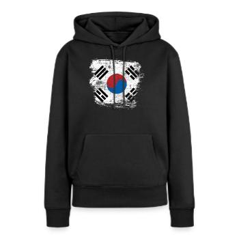 Corée du Sud - Sweat à capuche Premium bio Femme - noir - Devant - Julia (174cm)