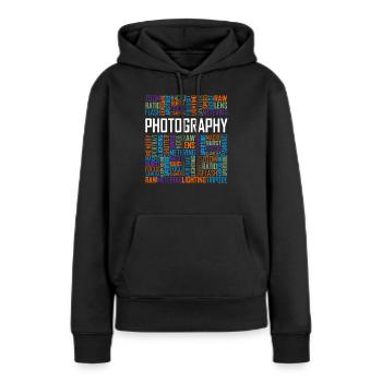 Fotografie Wörter - Frauen Premium Bio Hoodie - Schwarz - Vorne - Julia (174cm)