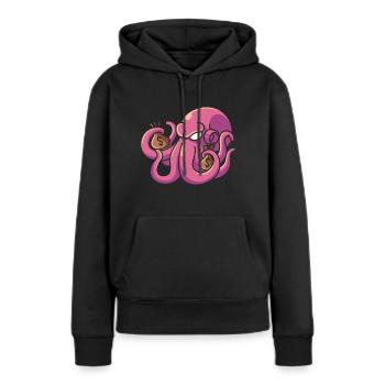 Argent de pieuvre, pieuvre de richesse pieuvre richesse - Sweat à capuche Premium bio Femme - noir - Devant - Julia (174cm)