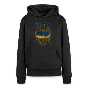 Ukraine - Sweat à capuche Premium bio Femme - noir - Devant - Julia (174cm)