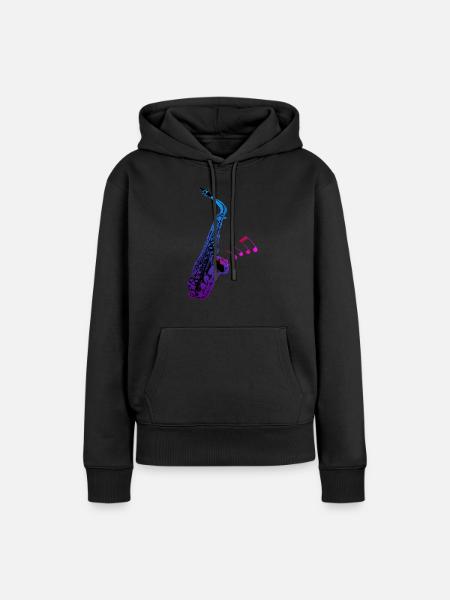 Saxophon - Frauen Premium Bio Hoodie - Schwarz