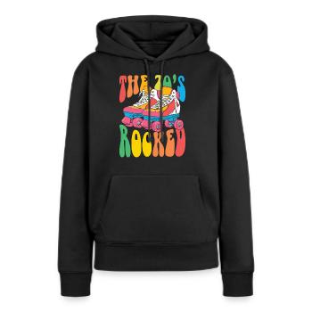 70er 70er Kostüm - Frauen Premium Bio Hoodie - Schwarz - Vorne - Julia (174cm)