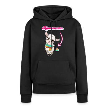 Alpakakaka suesses Alpaka - Frauen Premium Bio Hoodie - Schwarz - Vorne - Julia (174cm)