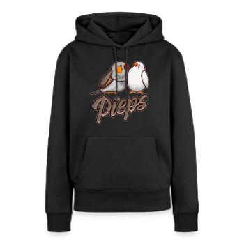 PIEPS ZEBRAFINK cadeau rétro pour pinsons zébrés - Sweat à capuche Premium bio Femme - noir - Devant - Julia (174cm)
