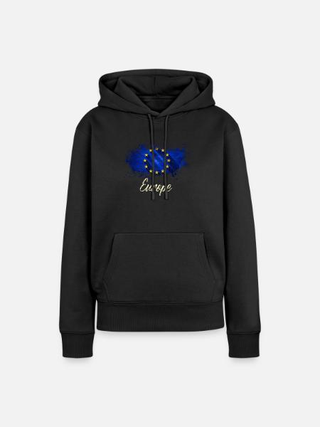 Europa - Frauen Premium Bio Hoodie - Schwarz