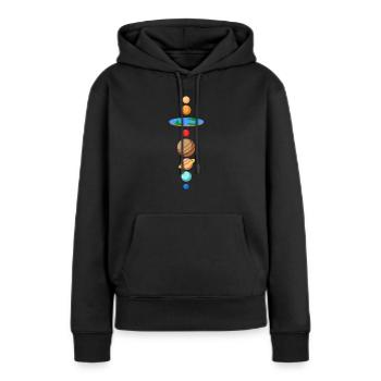 Terre plate - Sweat à capuche Premium bio Femme - noir - Devant - Julia (174cm)