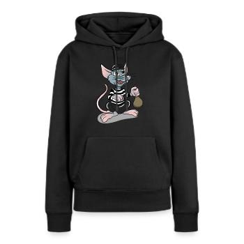 Voleur rat - Sweat à capuche Premium bio Femme - noir - Devant - Julia (174cm)