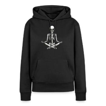 Yoga Skelett Lustiges Yoga Halloween Geschenk - Frauen Premium Bio Hoodie - Schwarz - Vorne - Julia (174cm)