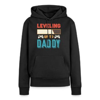 Niveau supérieur papa papa papa - Sweat à capuche Premium bio Femme - noir - Devant - Julia (174cm)