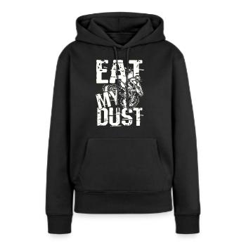 Mange ma poussière - Sweat à capuche Premium bio Femme - noir - Devant - Julia (174cm)