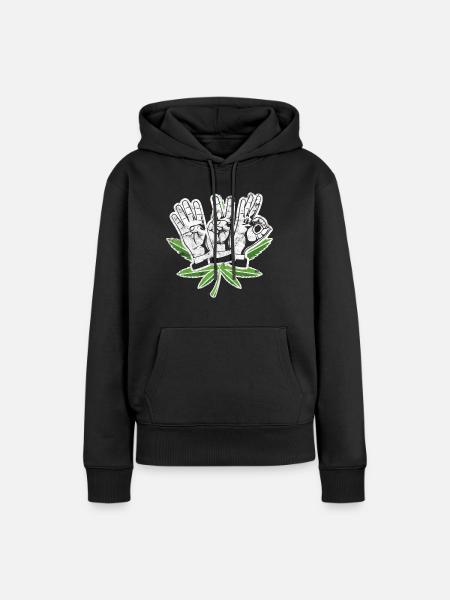 420 Hanfpflanze - Frauen Premium Bio Hoodie - Schwarz