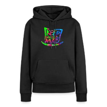Behalten Sie Wonderland Mad Hat & Cheshire Cat Grinsen - Frauen Premium Bio Hoodie - Schwarz - Vorne - Julia (174cm)