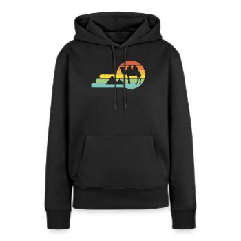 Kamel Aegypten mit vintage Sonne - Frauen Premium Bio Hoodie - Schwarz - Vorne - Julia (174cm)