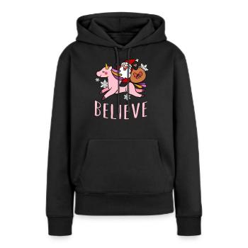Einhorn Weihnachtsmann Einhörner - Frauen Premium Bio Hoodie - Schwarz - Vorne - Julia (174cm)