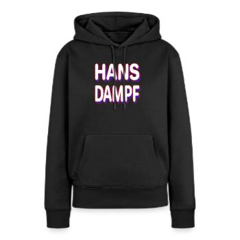 HANS DAMPF - Frauen Premium Bio Hoodie - Schwarz - Vorne - Julia (174cm)