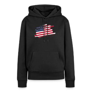 Drapeau américain - Sweat à capuche Premium bio Femme - noir - Devant - Julia (174cm)