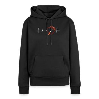 viande - Sweat à capuche Premium bio Femme - noir - Devant - Julia (174cm)