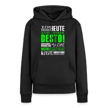 Firma Desto - Frauen Premium Bio Hoodie - Schwarz - Vorne - Julia (174cm)