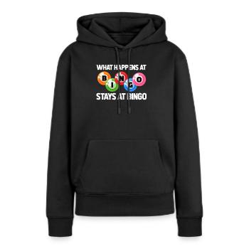loto - Sweat à capuche Premium bio Femme - noir - Devant - Julia (174cm)