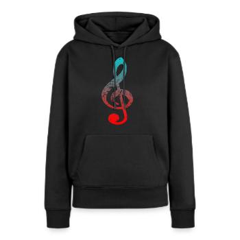 Notenschlüssel - Frauen Premium Bio Hoodie - Schwarz - Vorne - Julia (174cm)