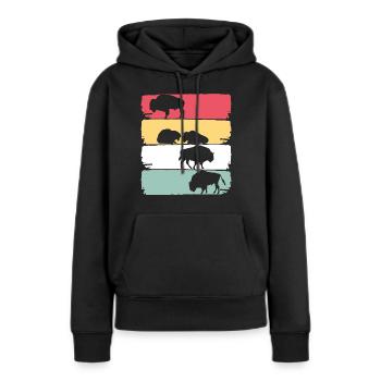 Amerikanischer Bison Zootier - Frauen Premium Bio Hoodie - Schwarz - Vorne - Julia (174cm)