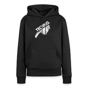 Techno Nonne - Dark Techno, Dark Minimal Techno, H - Sweat à capuche Premium bio Femme - noir - Devant - Julia (174cm)