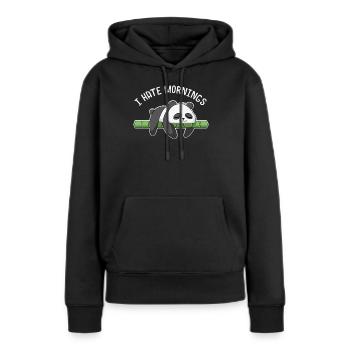 Je déteste les matins Panda Bamboo - Sweat à capuche Premium bio Femme - noir - Devant - Julia (174cm)