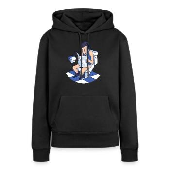 Mann liest auf der Toilette Zeitung - Frauen Premium Bio Hoodie - Schwarz - Vorne - Julia (174cm)