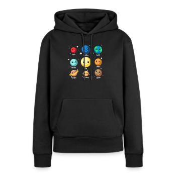 planète - Sweat à capuche Premium bio Femme - noir - Devant - Julia (174cm)