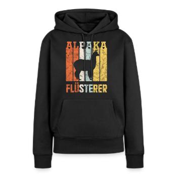 Alpaka Flüsterer Tier Geschenk - Frauen Premium Bio Hoodie - Schwarz - Vorne - Julia (174cm)