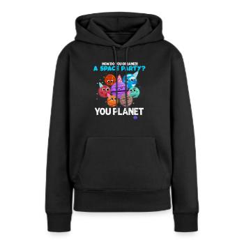 planète - Sweat à capuche Premium bio Femme - noir - Devant - Julia (174cm)
