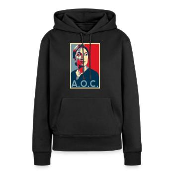 AOC für Präsident 2024 Alexandria Ocasio-Cortez - Frauen Premium Bio Hoodie - Schwarz - Vorne - Julia (174cm)