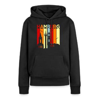 Hambourg - Sweat à capuche Premium bio Femme - noir - Devant - Julia (174cm)