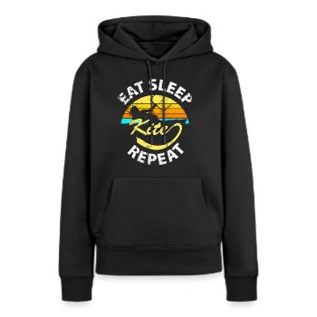 Mangez sommeil cerf-volant répéter - Sweat à capuche Premium bio Femme - noir - Devant - Julia (174cm)