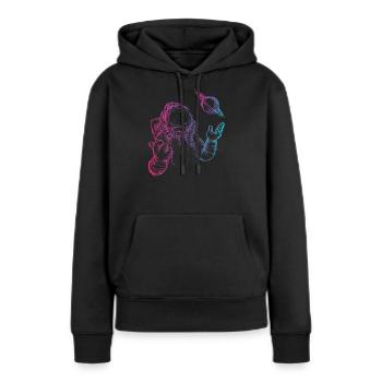 Astronaute rétro dans l'univers - Sweat à capuche Premium bio Femme - noir - Devant - Julia (174cm)
