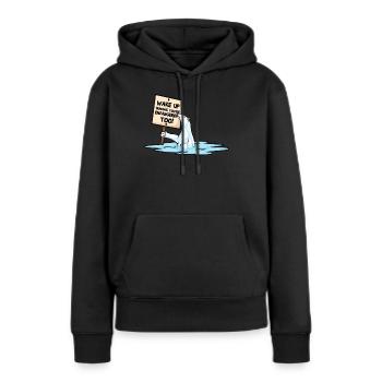 Eisbär und Menschen vom Aussterben bedroht Klima - Frauen Premium Bio Hoodie - Schwarz - Vorne - Julia (174cm)