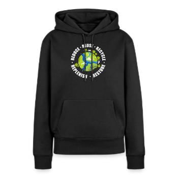 Changement climatique - Sweat à capuche Premium bio Femme - noir - Devant - Julia (174cm)