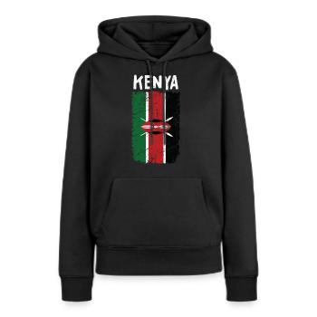 Kenya - Sweat à capuche Premium bio Femme - noir - Devant - Julia (174cm)