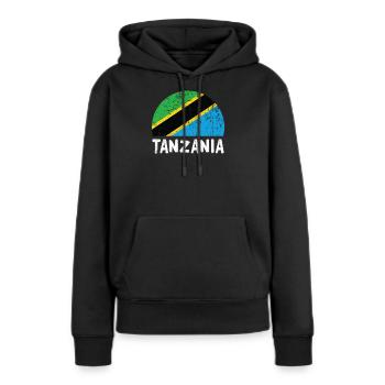 Tanzanie - Sweat à capuche Premium bio Femme - noir - Devant - Julia (174cm)