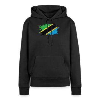 Tanzanie - Sweat à capuche Premium bio Femme - noir - Devant - Julia (174cm)