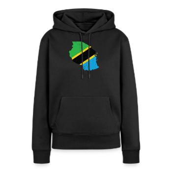 Tanzanie - Sweat à capuche Premium bio Femme - noir - Devant - Julia (174cm)
