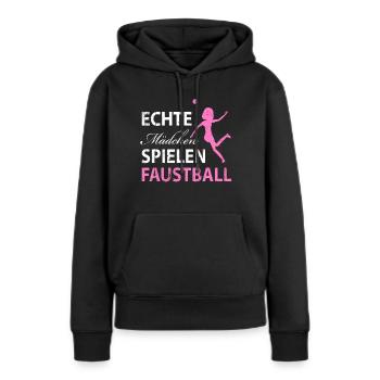 Echte Maedchen spielen Faustball - Frauen Premium Bio Hoodie - Schwarz - Vorne - Julia (174cm)