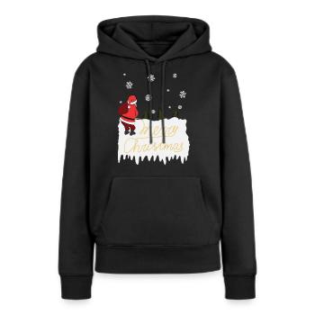 Joyeux noël, père noël, pipi, laid, christ - Sweat à capuche Premium bio Femme - noir - Devant - Julia (174cm)