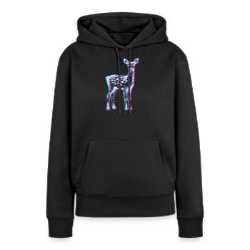 Cerf à Neon Glitch - Sweat à capuche Premium bio Femme - noir - Devant - Julia (174cm)
