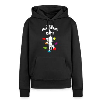 I Love Rock Climbing And Cats Kletterer und Katze - Frauen Premium Bio Hoodie - Schwarz - Vorne - Julia (174cm)