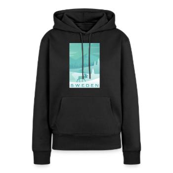 Suède - Sweat à capuche Premium bio Femme - noir - Devant - Julia (174cm)