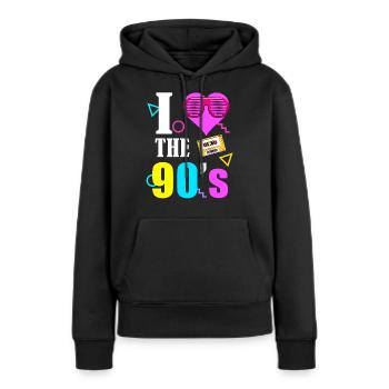 90er Jahre 80er 90s 80s - Frauen Premium Bio Hoodie - Schwarz - Vorne - Julia (174cm)