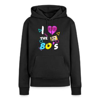 80er 90er Jahre 80s 90s - Frauen Premium Bio Hoodie - Schwarz - Vorne - Julia (174cm)