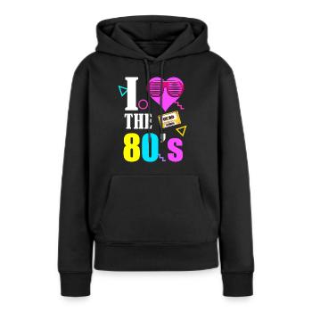 80er 90s 80s 90er Jahre - Frauen Premium Bio Hoodie - Schwarz - Vorne - Julia (174cm)