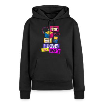 80s 90s 80er 90er Jahre - Frauen Premium Bio Hoodie - Schwarz - Vorne - Julia (174cm)